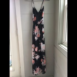 Long black floral dress
